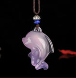 Jade Dolphin Pendant Necklace Lucky Amulet Necklace