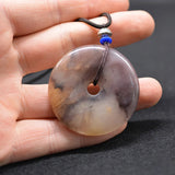 Natural Jade Donut Jadeite Donut Necklace Pendant Jade Jewelry