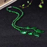 Natural Jade Dry Green Necklace Hand String Polished Green Necklace