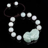 Natural Jade Emerald 10mm Beads Pixiu Bracelet Adjustable Bangle