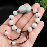 Natural Jade Emerald 10mm Beads Pixiu Bracelet Adjustable Bangle