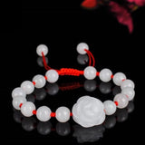 Natural Jade Emerald 8mm Beads Rose Bracelet Adjustable Bangle