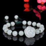 Natural Jade Emerald 8mm Beads Rose Bracelet Adjustable Bangle