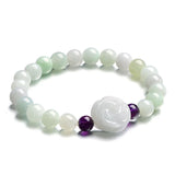 Natural Jade Emerald 8mm Beads Rose Bracelet Adjustable Bangle