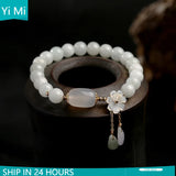 Jade Emerald Agate Beads Bracelet Bangle Jewelry