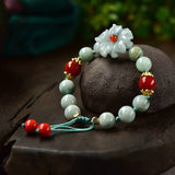 Natural Jade Emerald Flower 10mm Beads Bracelet Bangle