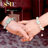 Jade Emerald Flower 10mm Beads Pixiu Bracelet Adjustable Bangle