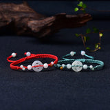 Jade Emerald Money Beads Bracelet Adjustable Bangle Charm