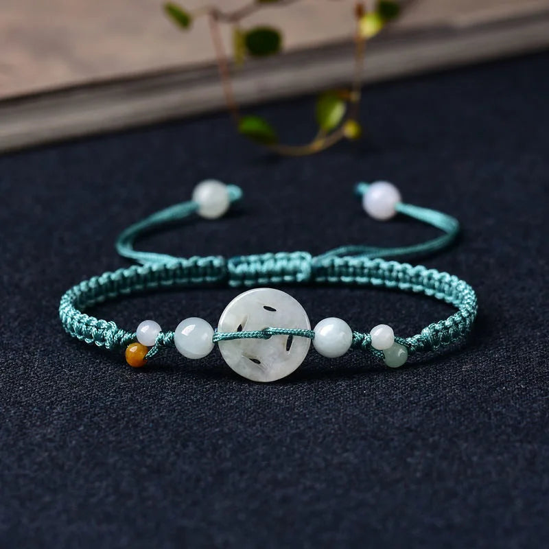 Jade Emerald Money Beads Bracelet Adjustable Bangle Charm