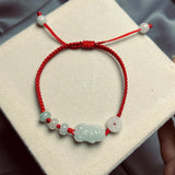 Natural Jade Emerald Pixiu Beads Bracelet Adjustable Bangle