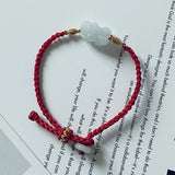 Jade Emerald Pixiu Beads Bracelet Adjustable Bangle Hand-Carved Woman Amulet