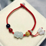 Jade Emerald Pixiu Beads Bracelet Adjustable Bangle