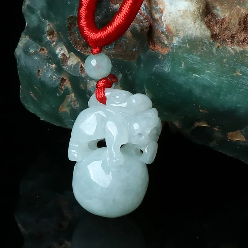 Jade Emerald Pixiu Pendant DIY Charm Luck Amulet Sweater Chain