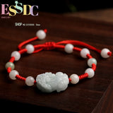 Natural Jade Emerald Pixiu Rose Beads Bracelet Adjustable Bangle