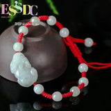 Natural Jade Emerald Pixiu Rose Beads Bracelet Adjustable Bangle