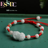 Natural Jade Emerald Pixiu Rose Beads Bracelet Adjustable Bangle