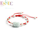 Natural Jade Emerald Pixiu Rose Beads Bracelet Adjustable Bangle