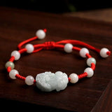 Jade Emerald Pixiu Rose Beads Bracelet Adjustable Bangle Charm