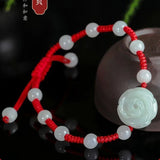 Jade Emerald Pixiu Rose Beads Bracelet Adjustable Bangle Charm