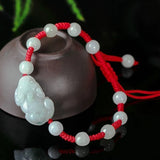 Jade Emerald Pixiu Rose Beads Bracelet Adjustable Bangle Charm