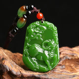 Jade Green Carved Zodiac Cow Pendant Jewelry