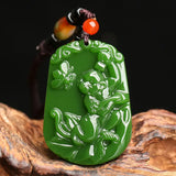 Jade Green Hand-carved Monkey Zodiac Pendant Jewelry - Men & Women
