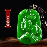 Jade Green Zodiac Rat Pendant, Men Women Necklace Gift