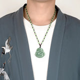 Natural Jade Happy Buddha Pendant Jadeite Charm Necklace