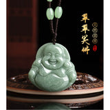 Natural Jade Happy Buddha Pendant Jadeite Charm Necklace