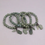 Jadeite Pixiu Leaf Pendant Bracelet Green Beaded Men Women Gift