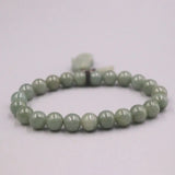 Jadeite Pixiu Leaf Pendant Bracelet Green Beaded Men Women Gift