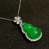 Natural Green Agates Gourd Pendant Necklace