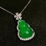 Natural Green Agates Gourd Pendant Necklace