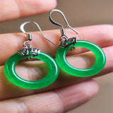 Natural Jade Peach Pink Gemstone Hook Earrings