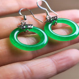Natural Jade Peach Pink Gemstone Hook Earrings