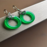 Natural Jade Peach Pink Gemstone Hook Earrings