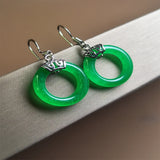 Natural Jade Peach Pink Gemstone Hook Earrings
