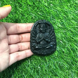 Graphite Green Jade Avalokitesvara Pendant Zodiac Mouse Buddha Pendant