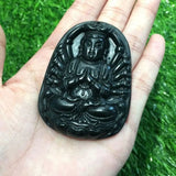 Graphite Green Jade Avalokitesvara Pendant Zodiac Mouse Buddha Pendant