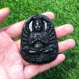 Graphite Green Jade Avalokitesvara Pendant Zodiac Mouse Buddha Pendant