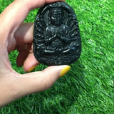 Graphite Green Jade Avalokitesvara Pendant Zodiac Mouse Buddha Pendant
