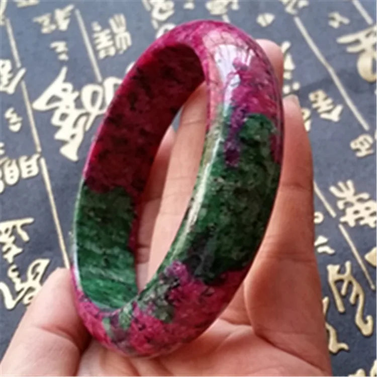 Natural Jade Peach Bangle Polishing Plum Blossom Bracelet