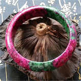 Natural Jade Peach Bangle Polishing Plum Blossom Bracelet