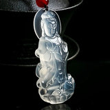 Hand-Carved Natural Jadeite Pendant Necklace Women Charm Jewelry