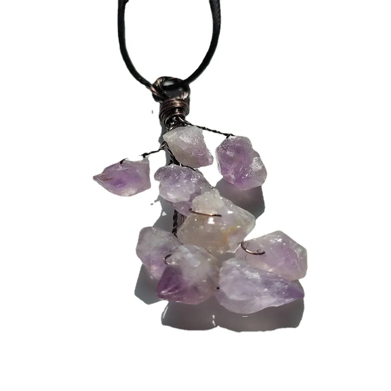 Jade Pendant Necklace, Wire Wrapped Tree of Life Sweater Chain