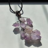Jade Pendant Necklace, Wire Wrapped Tree of Life Sweater Chain