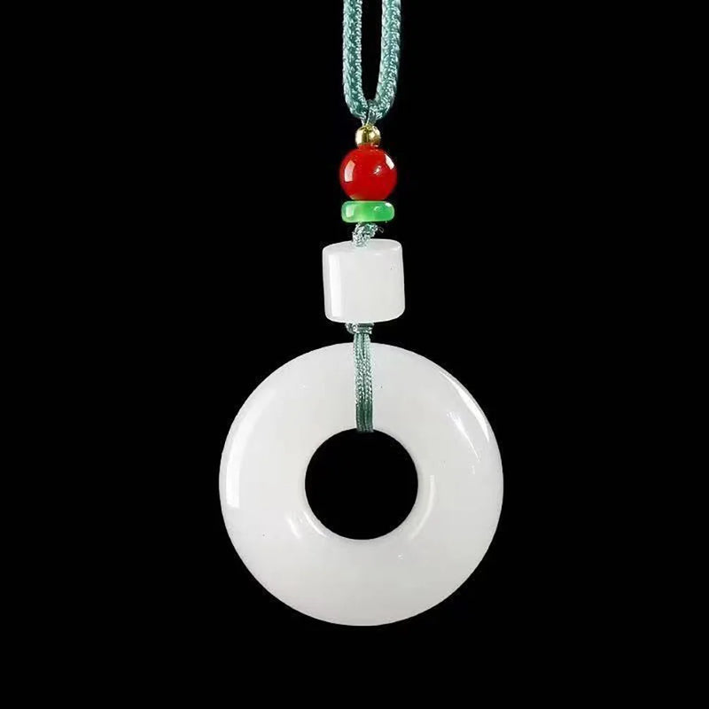 Jadeite Tire Donut Pendant Necklace Talisman Jewelry