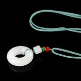 Jadeite Tire Donut Pendant Necklace Talisman Jewelry