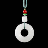 Jadeite Tire Donut Pendant Necklace Talisman Jewelry