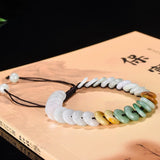 Natural Jade Safety Buckle Bracelet Chinese Jewelry Emerald Carved Charm